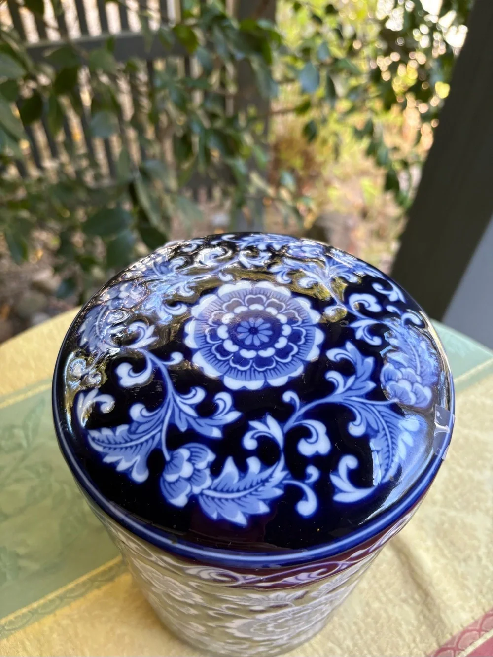 Blue & White Floral Ceramic Ginger Jar
